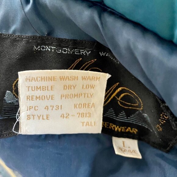 Montgomery Ward Blue Parka Jacket with Removable Hood Vintage Large - Picture 14 of 16